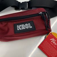 maroon fanny pack with KRCL patch