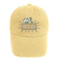 Yellow baseball hat with on-air design
